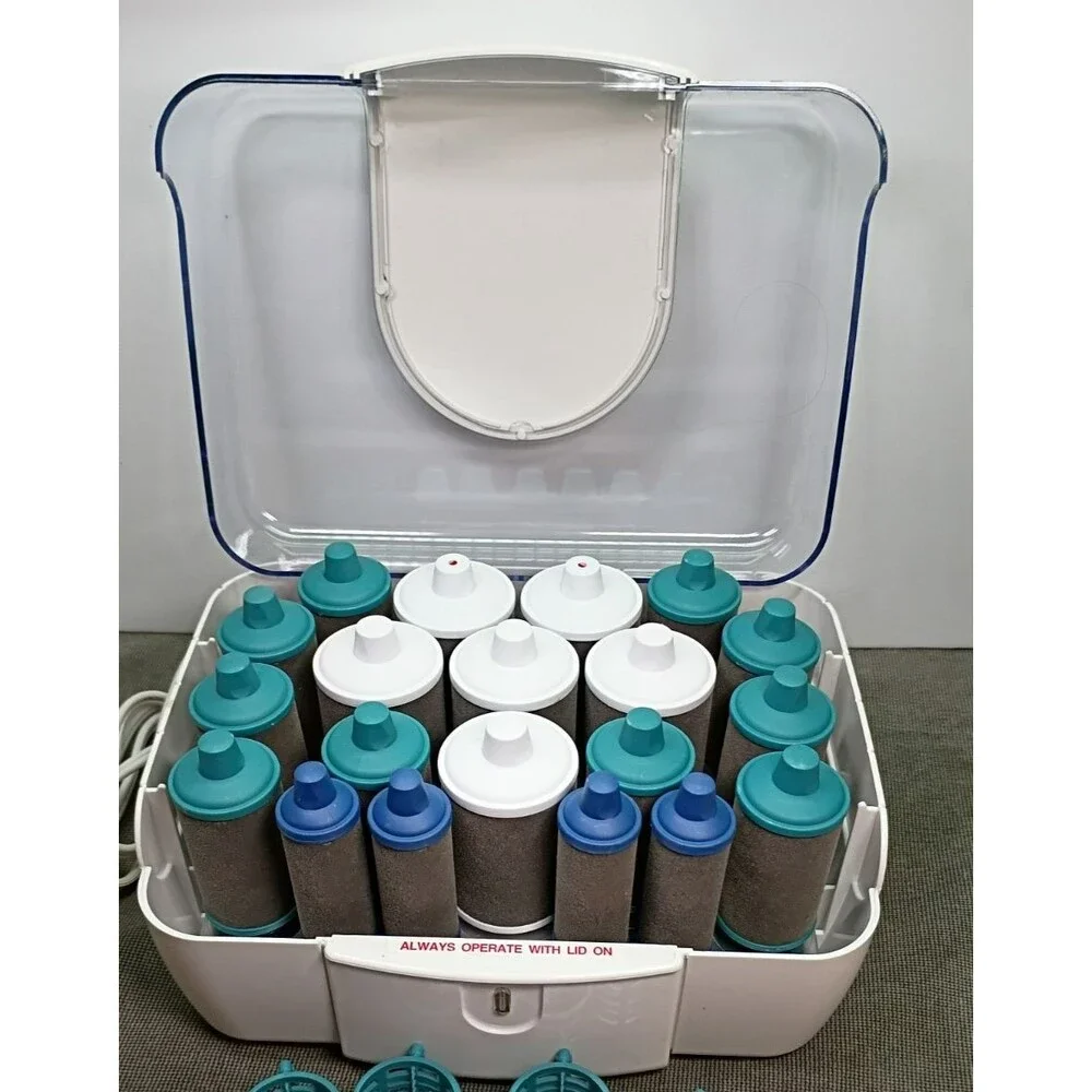 Revlon Ultrasetter 20 Flocked Hot Rollers & Clips Supersize RV255 Open Box